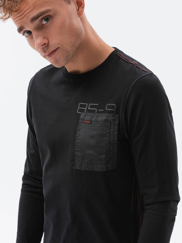 Chlapčenské tričko s dlhým rukávom a potlačou – čierna L130