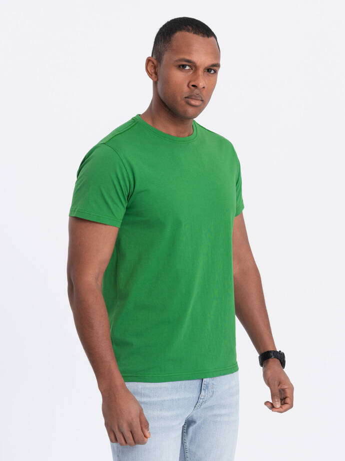 Klasické bavlnené pánske tričko BASIC - zelené V20 OM-TSBS-0146