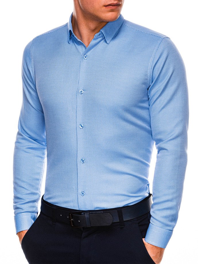 Pánska elegantná košeľa s dlhým rukávom - nebesko-modrá K527