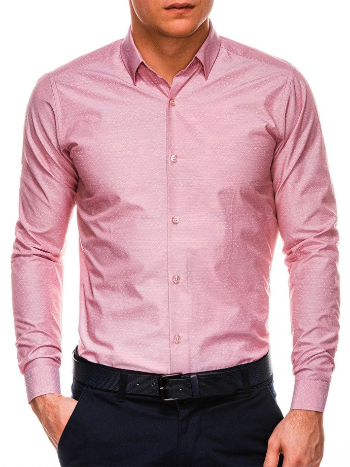 Pánska elegantná košeľa s dlhým rukávom - ružová K529