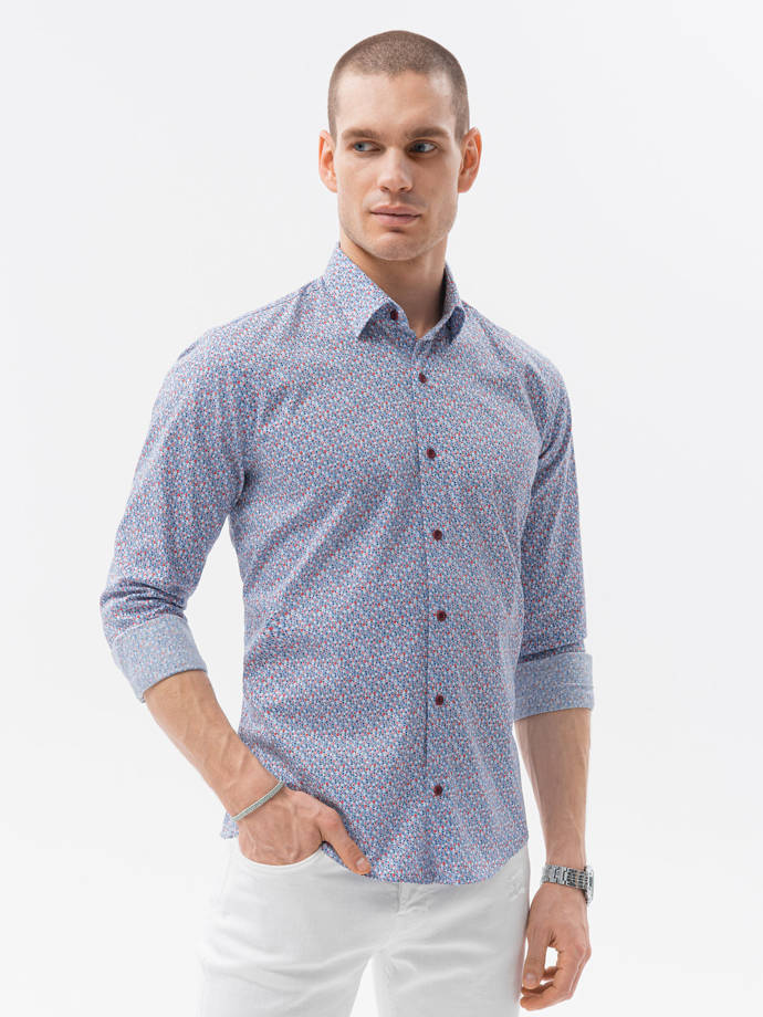 Pánska košeľa s dlhým rukávom - blankytná modrá K605