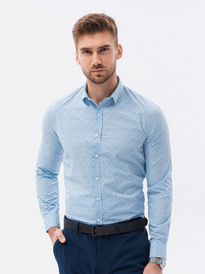 Pánska košeľa s dlhým rukávom - blankytná modrá K634