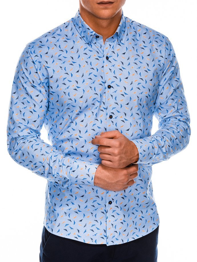Pánska košeľa s dlhým rukávom - nebesko-modrá K492