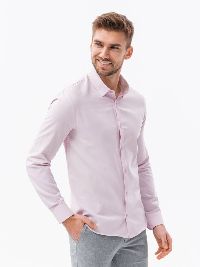 Pánska košeľa s dlhým rukávom - ružová K642