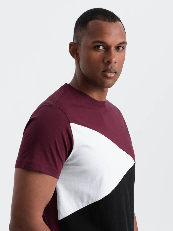 Pánske bavlnené tričko - bordová a čierna V5 OM-TSCT-0174