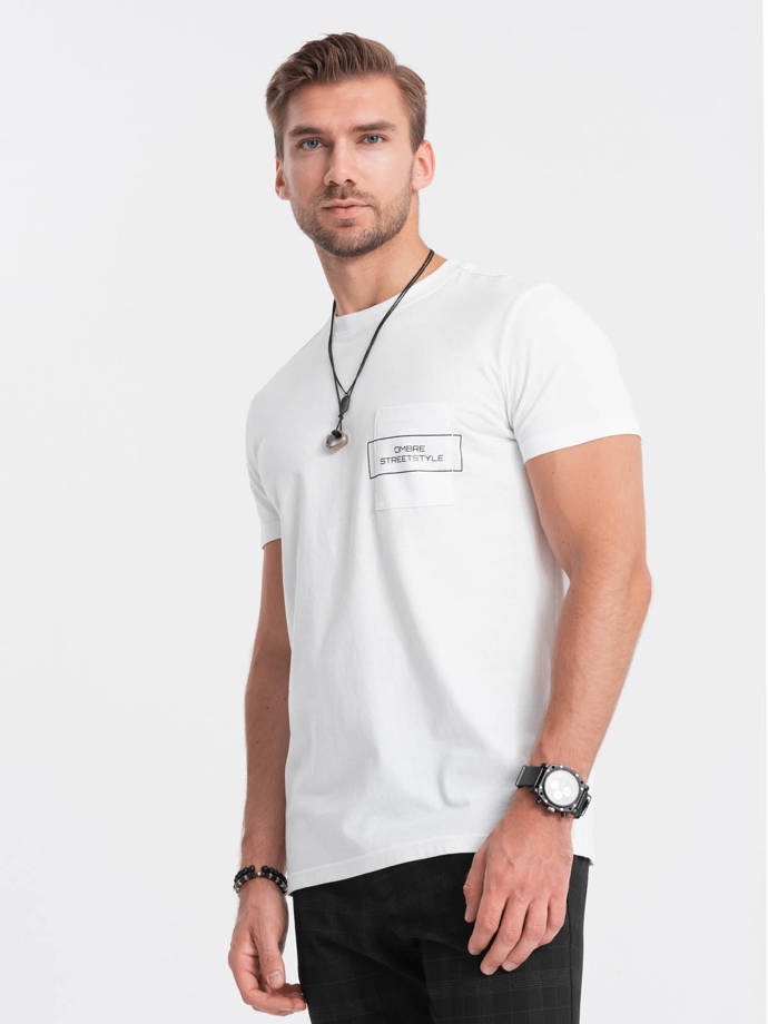 Pánske bavlnené tričko s potlačou vreciek - biele V8 S1742