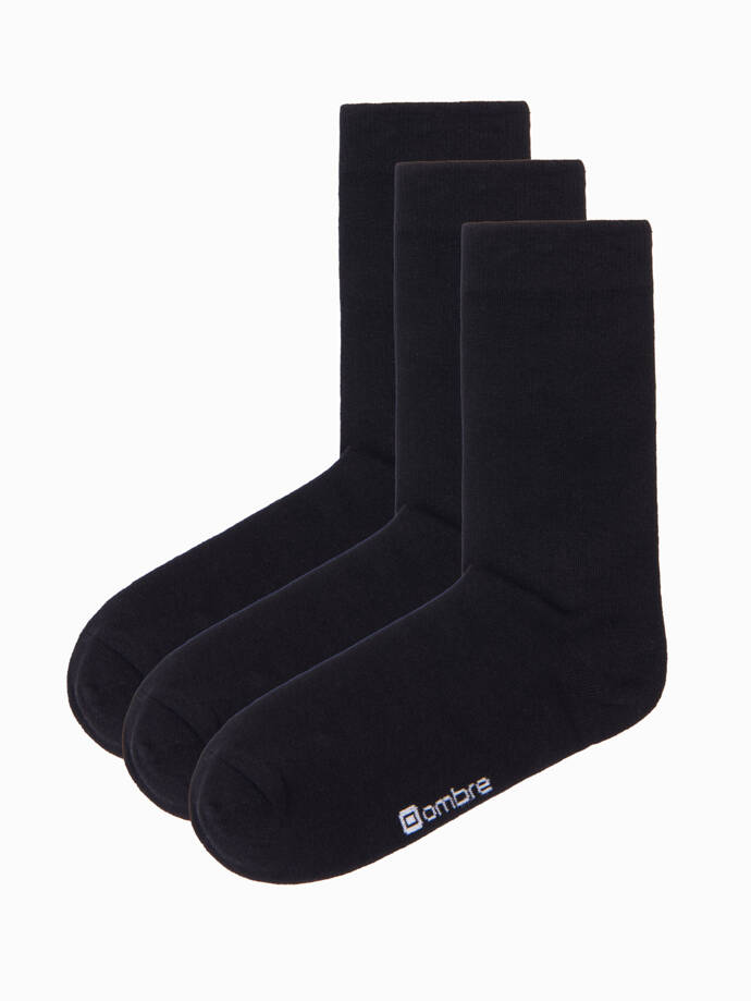 Pánske dlhé ponožky 3-pack - čierne V2 OM-SOLS-0101