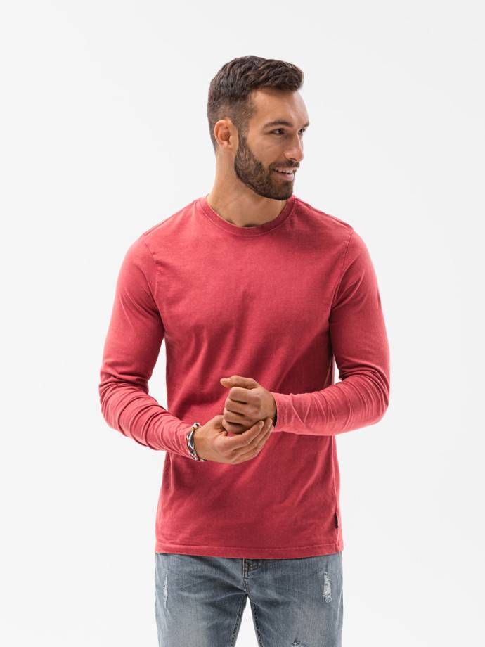 Pánske tričko s dlhým rukávom bez potlače - červené V3 L131