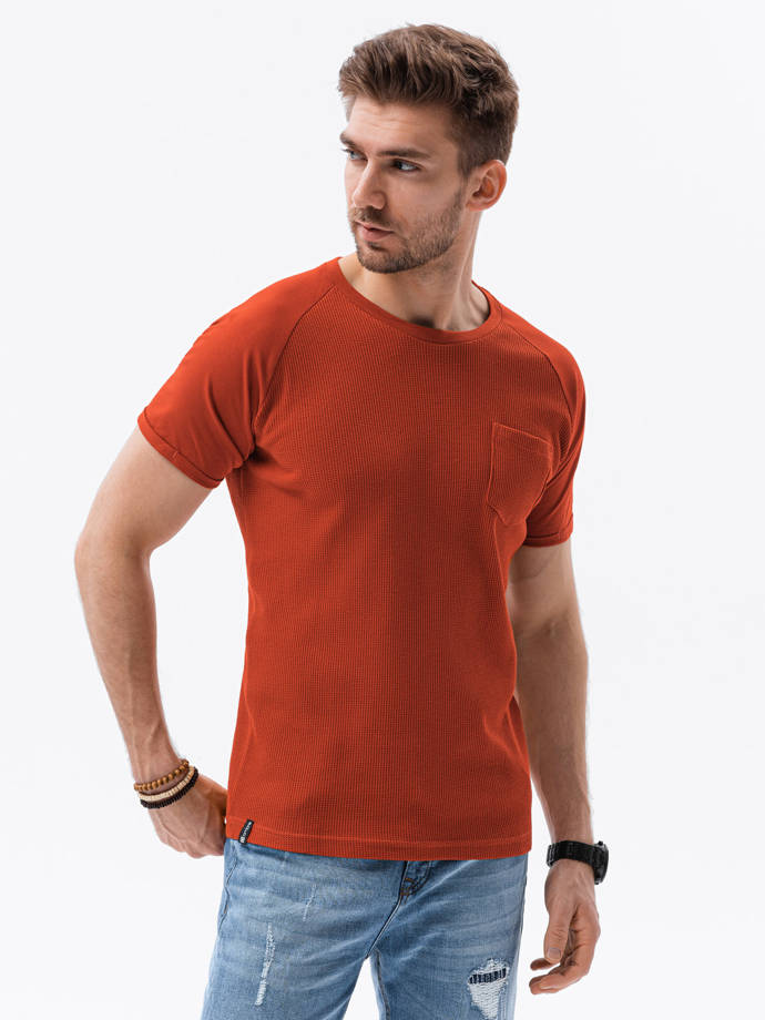 Pánske tričko s potlačou - tehlová S1182