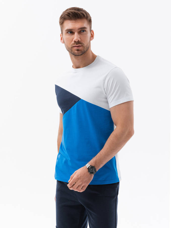 Pánske trikolórne tričko - modré V4 S1640